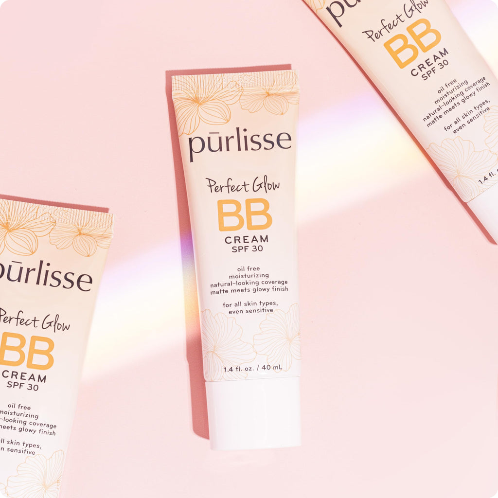 pūrlisse Perfect Glow BB Cream SPF 30 - Luminous Matte Tinted Moisturizer with SPF - Korean Skin Care Formula with Goji & Hawthorn Berry to Hydrate, Brighten & Even Skin - Light Medium (1.4 oz)