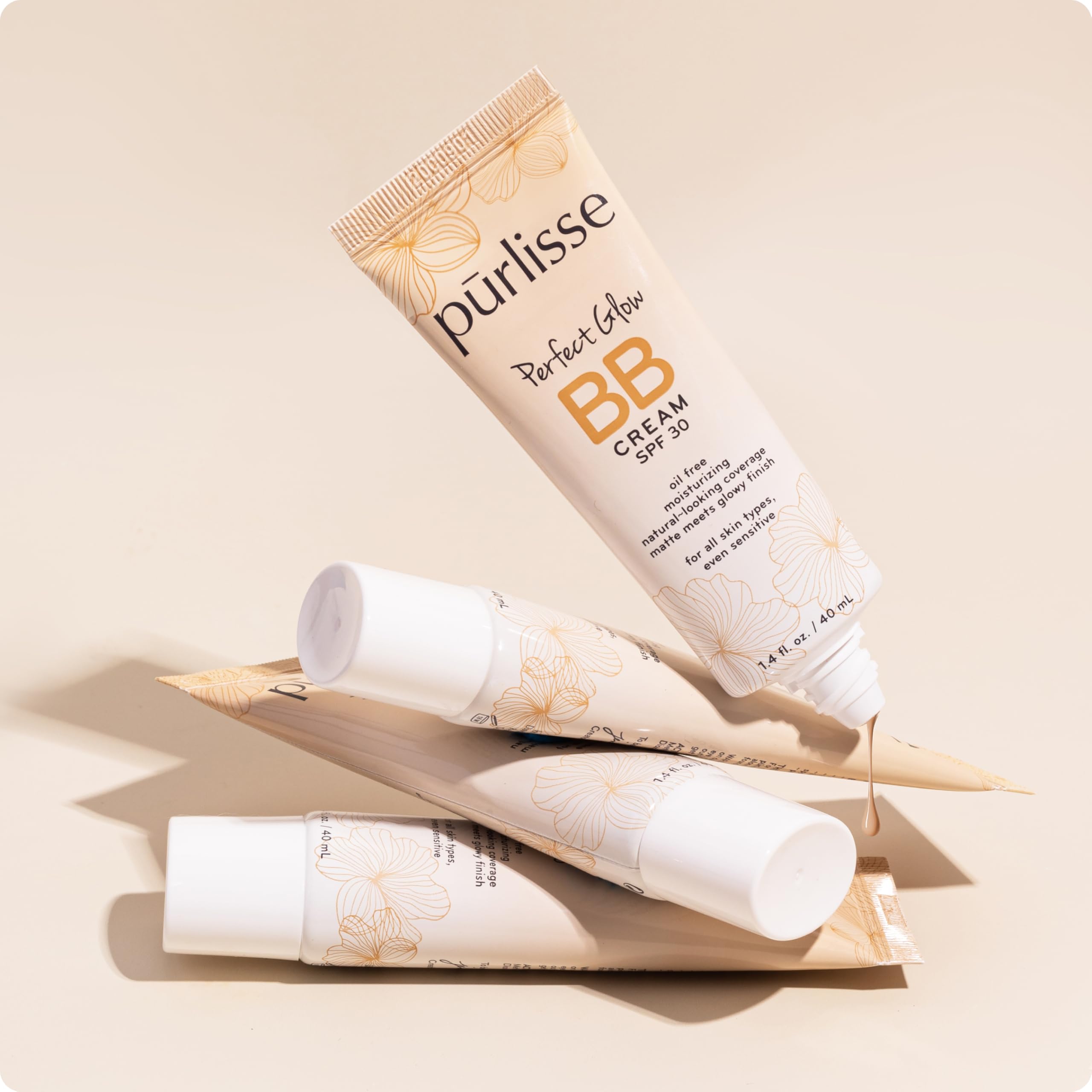 pūrlisse Perfect Glow BB Cream SPF 30 - Luminous Matte Tinted Moisturizer with SPF - Korean Skin Care Formula with Goji & Hawthorn Berry to Hydrate, Brighten & Even Skin - Light Medium (1.4 oz)
