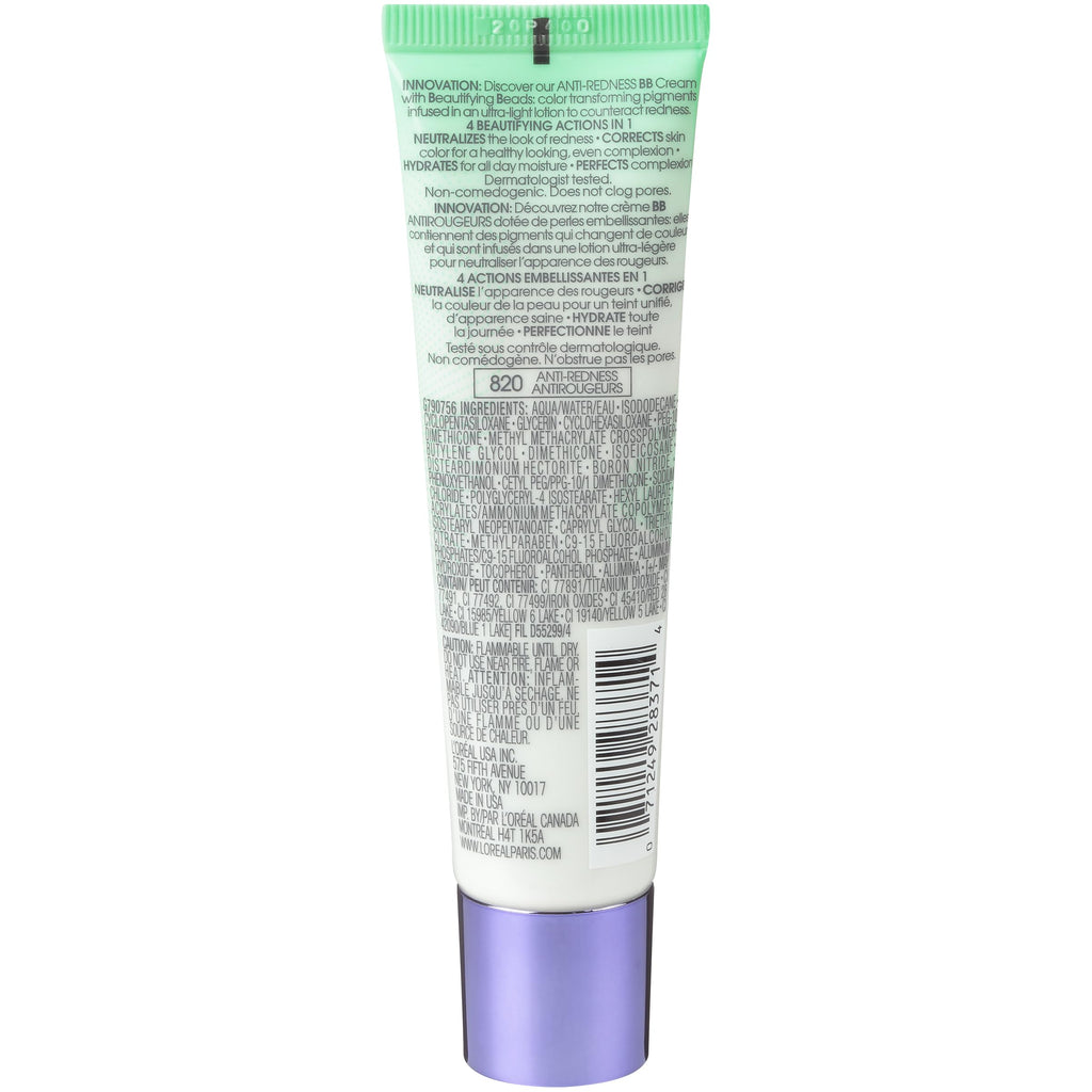 L'Oréal Paris Makeup Magic Skin Beautifier BB Cream Tinted Moisturizer, Anti-Redness, 1 fl oz, 1 Count