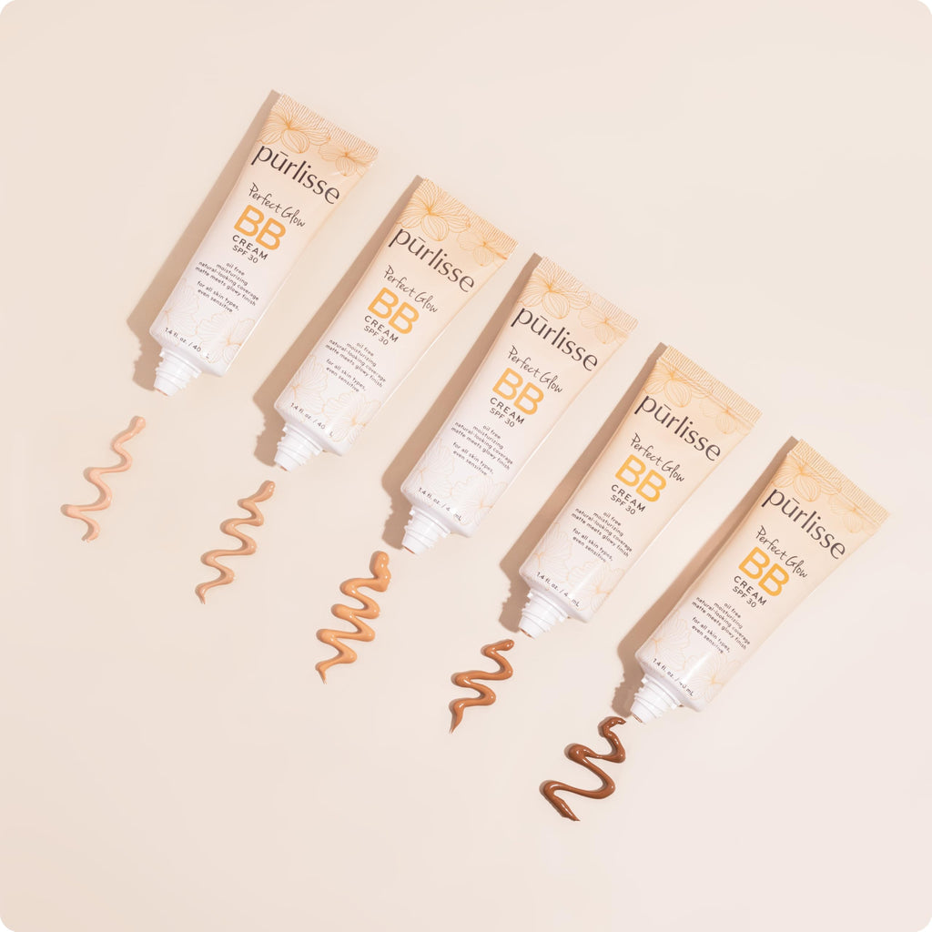 pūrlisse Perfect Glow BB Cream SPF 30 - Luminous Matte Tinted Moisturizer with SPF - Korean Skin Care Formula with Goji & Hawthorn Berry to Hydrate, Brighten & Even Skin - Light Medium (1.4 oz)