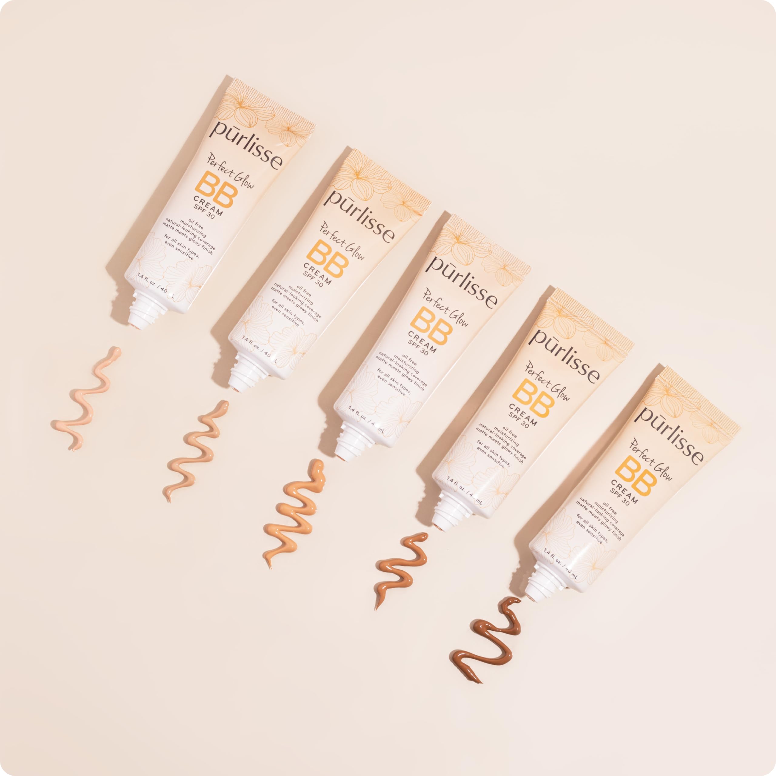 pūrlisse Perfect Glow BB Cream SPF 30 - Luminous Matte Tinted Moisturizer with SPF - Korean Skin Care Formula with Goji & Hawthorn Berry to Hydrate, Brighten & Even Skin - Light Medium (1.4 oz)