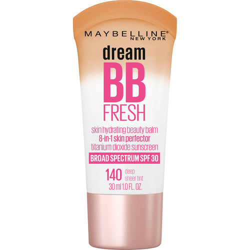Maybelline Dream Fresh Skin Hydrating BB cream, 8-in-1 Skin Perfecting Beauty Balm with Broad Spectrum SPF 30, Sheer Tint Coverage, Oil-Free, Medium, 1 Fl Oz