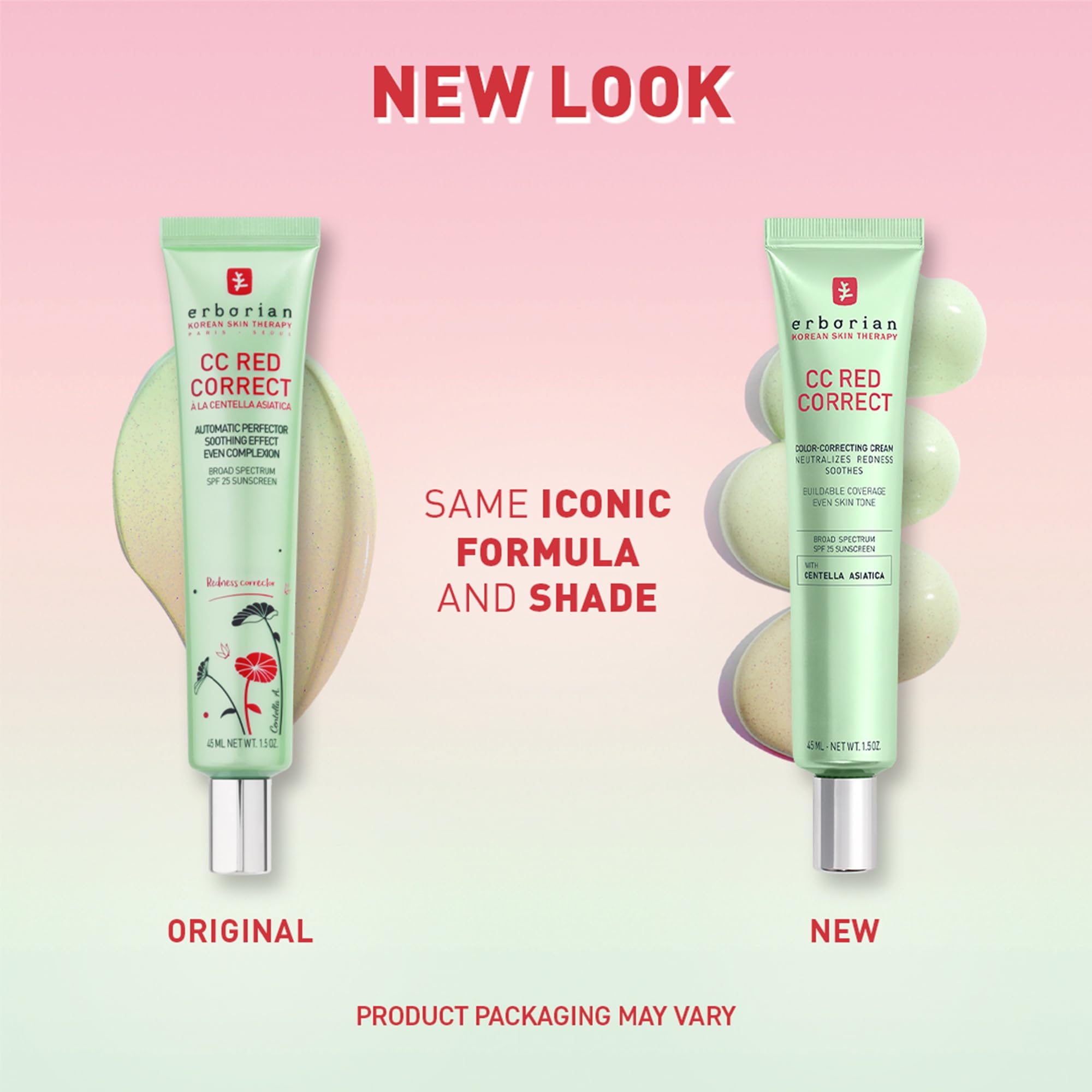 Erborian CC Red Color Correcting SPF 25 Green Pigment Cream, Neutralizes Redness, Calms Skin, Lightweight, Tone‑Perfecting Primer, Korean Skincare