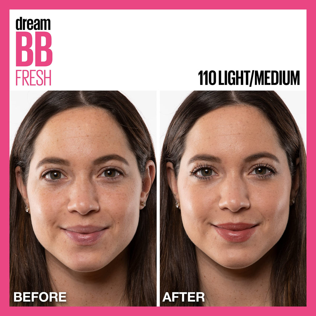 Maybelline Dream Fresh Skin Hydrating BB cream, 8-in-1 Skin Perfecting Beauty Balm with Broad Spectrum SPF 30, Sheer Tint Coverage, Oil-Free, Medium, 1 Fl Oz